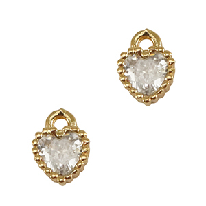 Colgantes de cristal coraz&oacute;n Cristal-dorado