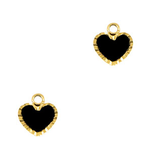 Colgantes Acero Inox coraz&oacute;n Dorado-negro