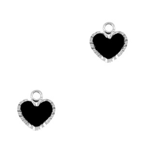 Colgantes Acero Inox coraz&oacute;n Plateado-negro
