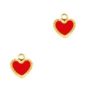 Colgantes Acero Inox coraz&oacute;n Dorado-rojo blanco