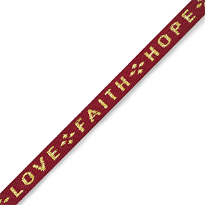 Cinta con texto "love faith hope" Rojo-oro