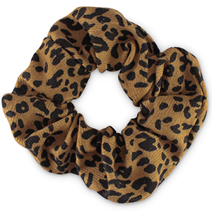 Coletero para el pelo estampado leopardo Marr&oacute;n tan-negro