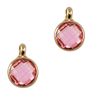 Colgantes de cristal 7mm Rosa-dorado