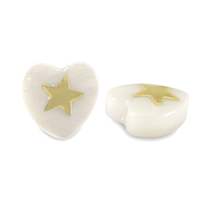 Abalorios de cristal coraz&oacute;n look de concha estrella Blanco-dorado