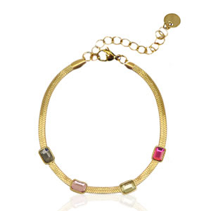 Pulseras Acero Inox de serpiente cristal Dor&eacute;-multicolor