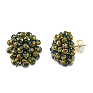 Pendientes faceteados con anilla Verde oliva