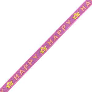 Cinta con texto "happy" Lila puro-rosa coral
