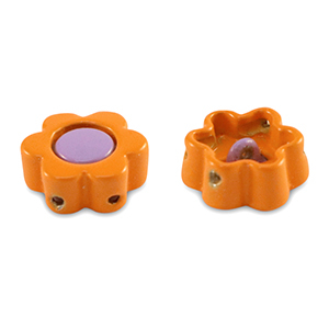 Abalorios Tile flor Naranja-p&uacute;rpura paisley