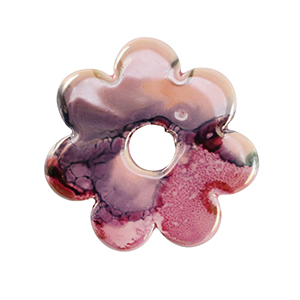 Abalorios de cer&aacute;mica griega DQ flor Rosa-negro