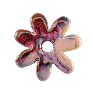 Abalorios de cer&aacute;mica griega DQ flor Rosa-negro