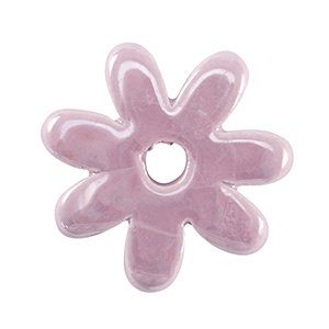 Abalorios de cer&aacute;mica griega DQ flor P&uacute;rpura lavanda