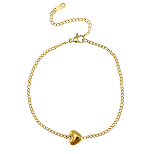 Pulseras Acero Inox coraz&oacute;n Dorado