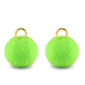 colgantes pomp&oacute;n con anilla 10mm Dorado-verde n&eacute;on