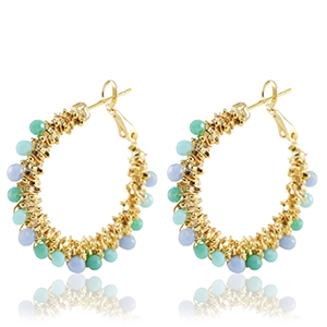 Pendientes Acero Inox faceteados Azul-dorado