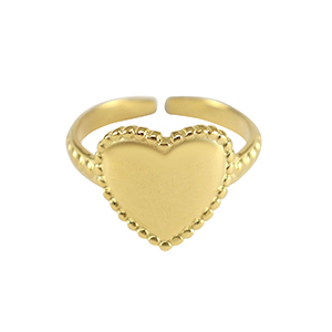 Anillos Acero Inox coraz&oacute;n Dorado