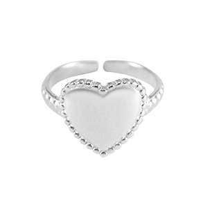 Anillos Acero Inox coraz&oacute;n Plateado