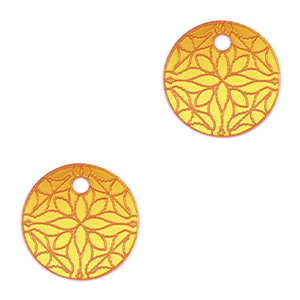 Colgantes llamativos flor 16mm Amarillo met&aacute;lico