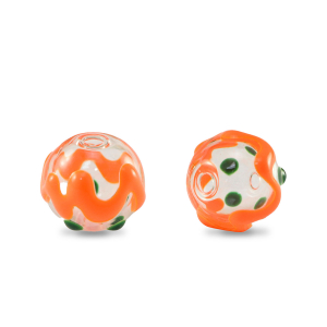 Abalorios de cristal pintados a mano 8mm Transparente-verde naranja