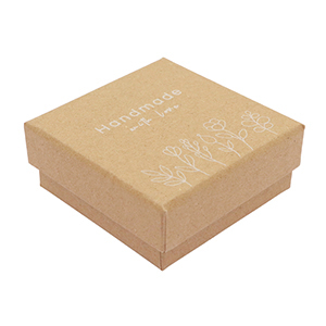 Cajitas de joyer&iacute;a (regalo) "handmade with love" flores Marr&oacute;n claro