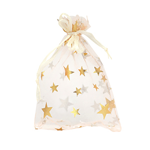 Bolso de organza 9x12cm estrella Albaricoque-dorado