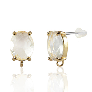 Pendientes de Cristal con anilla ovalado Cristal-dorado
