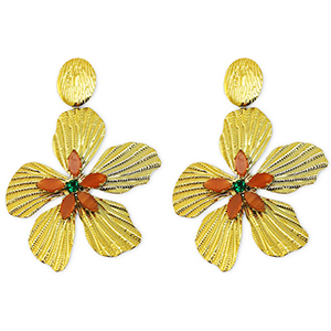 Pendientes Acero Inox flor Dorado