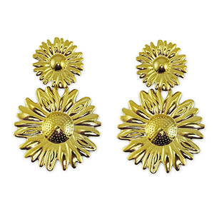 Pendientes Acero Inox flor Dorado