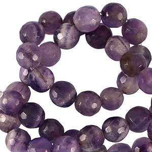Piedras naturales Cuarzo 6mm faceteados Violeta p&uacute;rpura suave