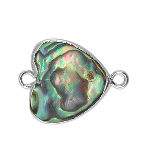 Perlas de agua dulce entrepieza coraz&oacute;n Plateado-verde oc&eacute;ano