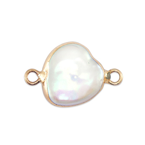 BQ Perlas de agua dulce entrepieza redondo Dorado-blanco natural