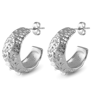 Pendientes Acero Inox Imitaci&oacute;n de perlas Plateado