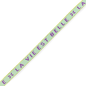 Cinta con texto "la vie est belle" Menta verde