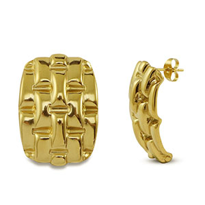 Pendientes Acero Inox rect&aacute;ngulo Dorado