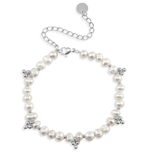 Pulseras Acero inox perlas Plateado