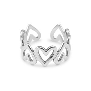 Anillos Acero Inox coraz&oacute;n Plateado