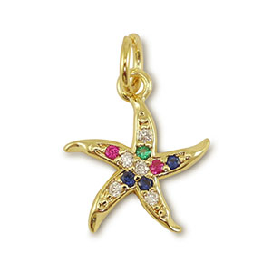 Metal TQ lat&oacute;n colgante estrella de mar Dorado-multicolor
