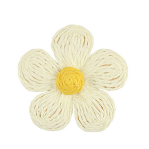 Colgantes Rafia flor 55mm Blanco-amarillo