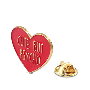 Pins coraz&oacute;n "Cute but psycho" Rojo-dorado