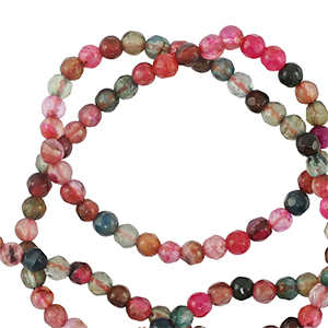 Piedras naturales 3mm faceteados Multicolor rosa-verde