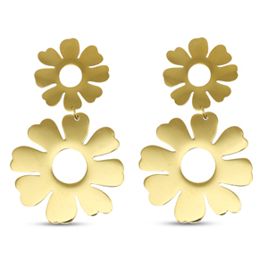 Pendientes Acero Inox flor Dorado