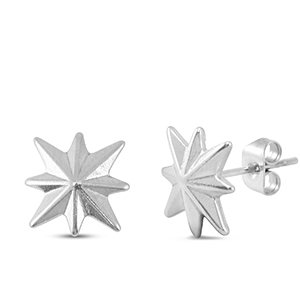 Pendientes Acero Inox estrella Plateado