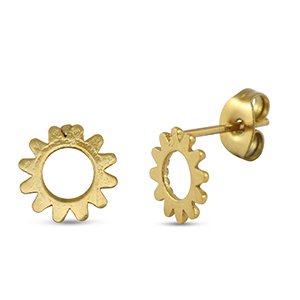 Pendientes Acero Inox flor Dorado