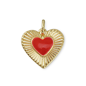Metal TQ lat&oacute;n colgante coraz&oacute;n Dorado-rojo