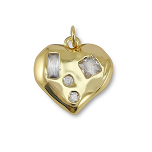 Metal TQ lat&oacute;n colgante zirconia coraz&oacute;n Dorado