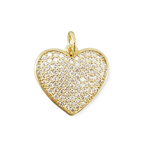 Metal TQ lat&oacute;n colgante zirconia coraz&oacute;n Dorado