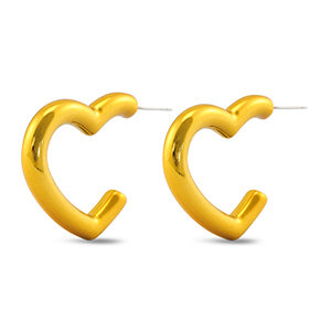 Pendientes trendy coraz&oacute;n Amarillo dorado