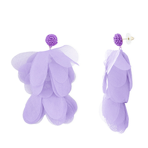 Pendientes Trendy chif&oacute;n flor Lavanda-dorado