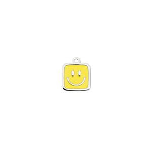 Colgantes Acero Inox cuadrado con smiley Plateado-amarillo