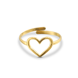 Anillos Acero Inox coraz&oacute;n Dorado