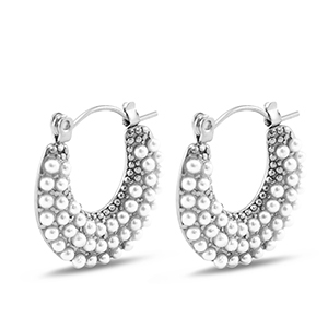 Pendientes Acero Inox con imitaci&oacute;n de perlas Plateado